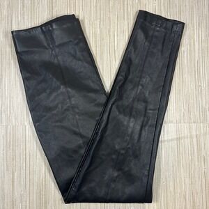 ANN TAYLOR Black Faux Leather Ponte Stretch Pants High Waist Size S